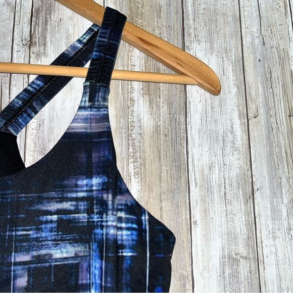 Athleta Blue Plaid Optimism Tank with Built in Bra - Picture 4 of 9